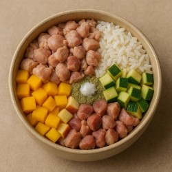 Dog Bowl kurczak z cukinią, ryżem i mango 400g